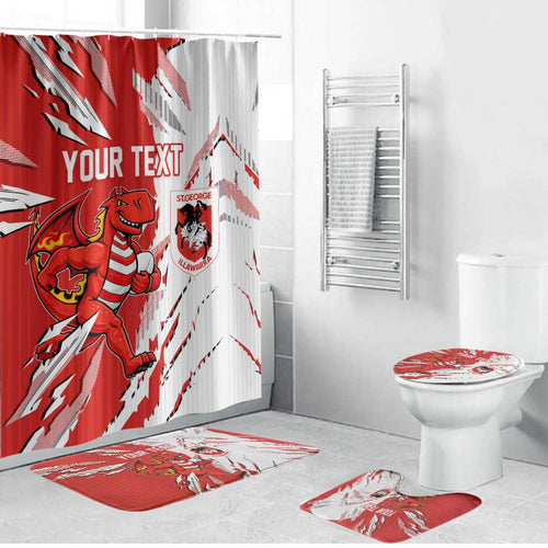 Personalized St. George Illawarra Dragons Bathroom Set Dynamic Lightning Mascot Rugby Australia