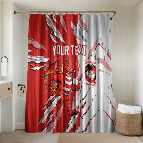 Personalized St. George Illawarra Dragons Bathroom Set Dynamic Lightning Mascot Rugby Australia