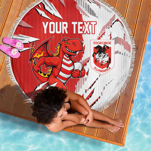 Personalized St. George Illawarra Dragons Beach Blanket Dynamic Lightning Mascot Rugby Australia