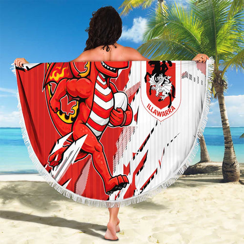 Personalized St. George Illawarra Dragons Beach Blanket Dynamic Lightning Mascot Rugby Australia