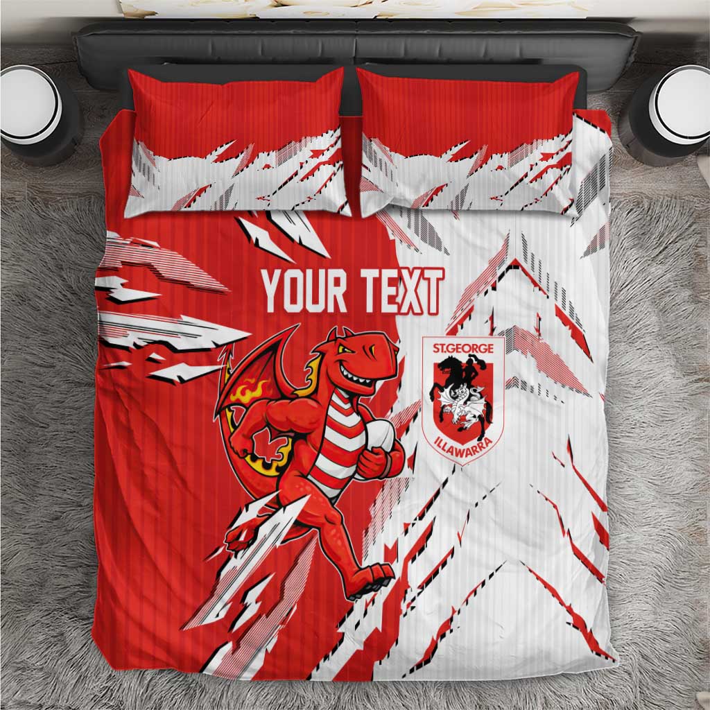 Personalized St. George Illawarra Dragons Bedding Set Dynamic Lightning Mascot Rugby Australia