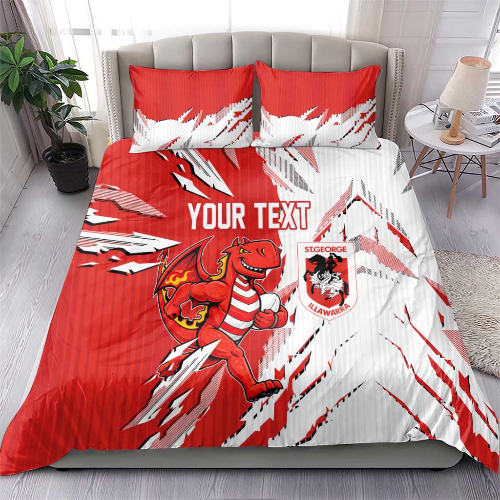 Personalized St. George Illawarra Dragons Bedding Set Dynamic Lightning Mascot Rugby Australia