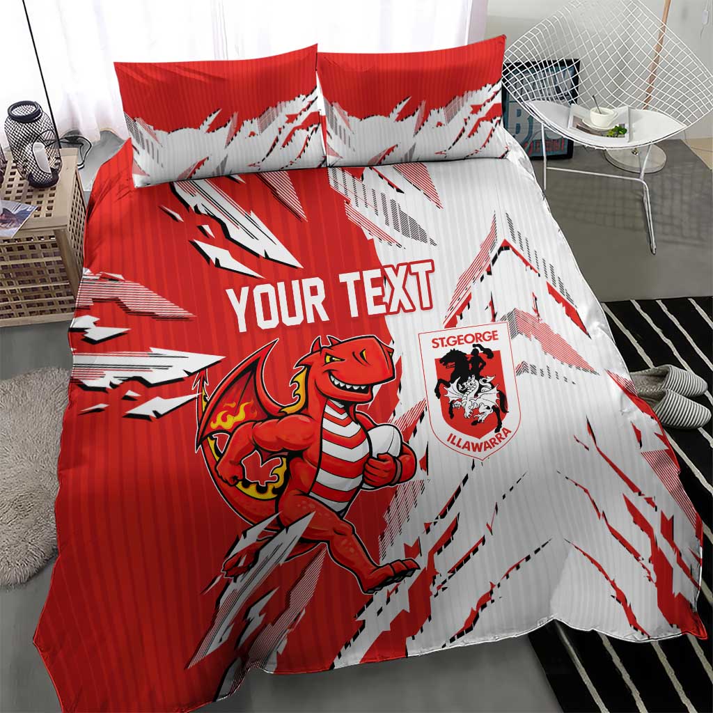 Personalized St. George Illawarra Dragons Bedding Set Dynamic Lightning Mascot Rugby Australia