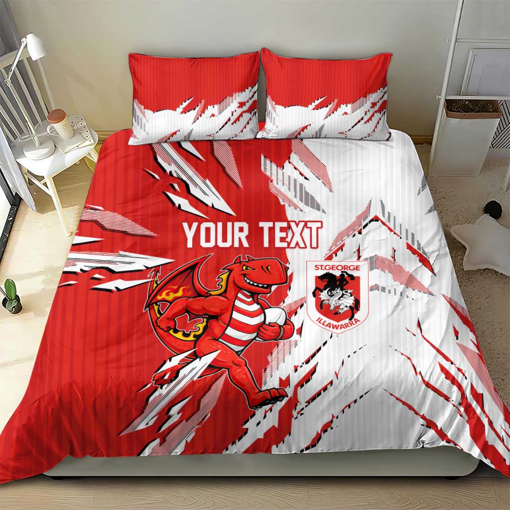 Personalized St. George Illawarra Dragons Bedding Set Dynamic Lightning Mascot Rugby Australia