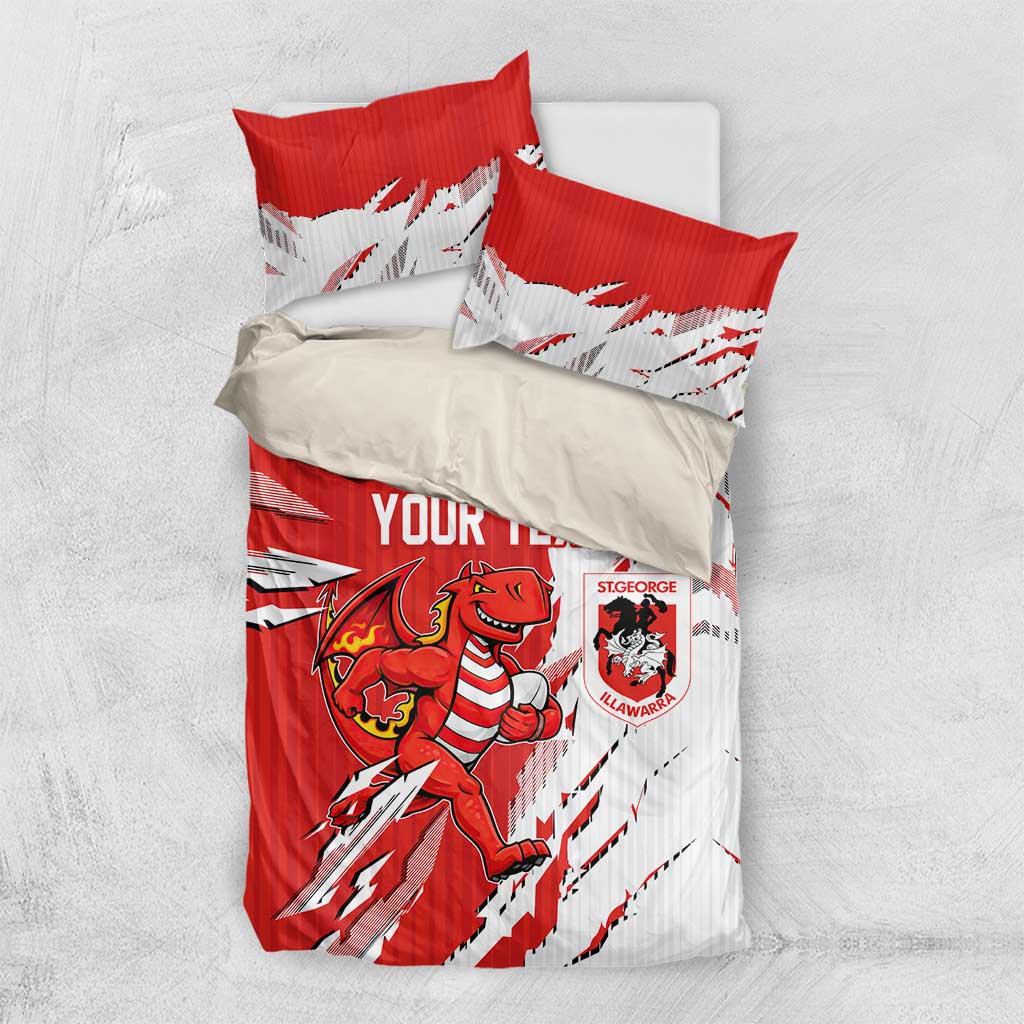 Personalized St. George Illawarra Dragons Bedding Set Dynamic Lightning Mascot Rugby Australia