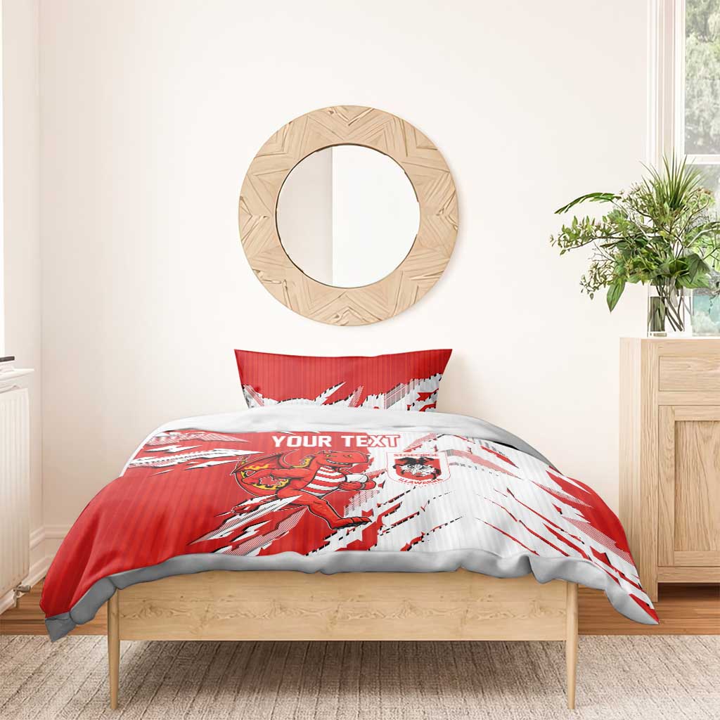 Personalized St. George Illawarra Dragons Bedding Set Dynamic Lightning Mascot Rugby Australia