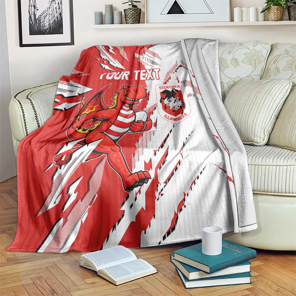 Personalized St. George Illawarra Dragons Blanket Dynamic Lightning Mascot Rugby Australia