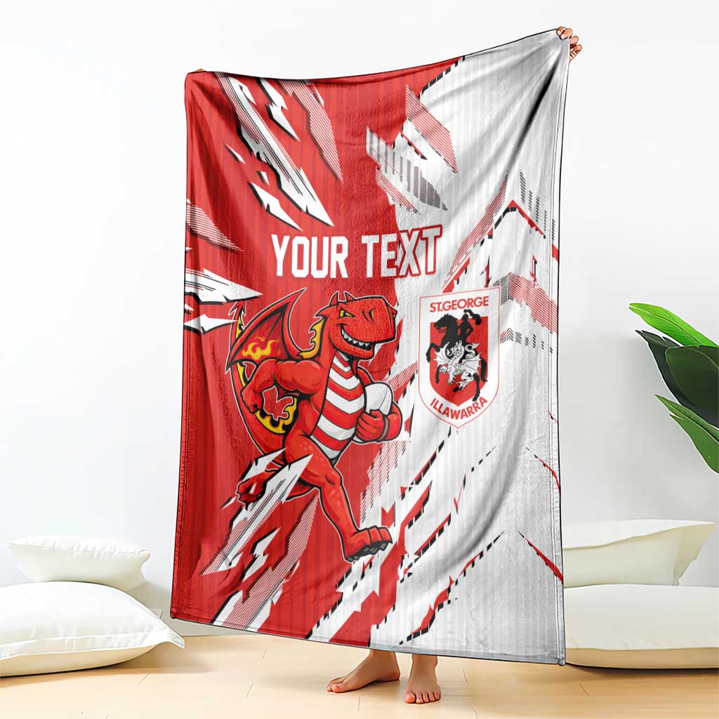 Personalized St. George Illawarra Dragons Blanket Dynamic Lightning Mascot Rugby Australia