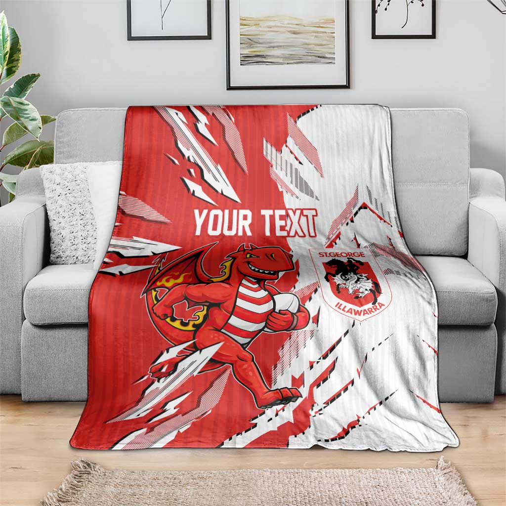Personalized St. George Illawarra Dragons Blanket Dynamic Lightning Mascot Rugby Australia