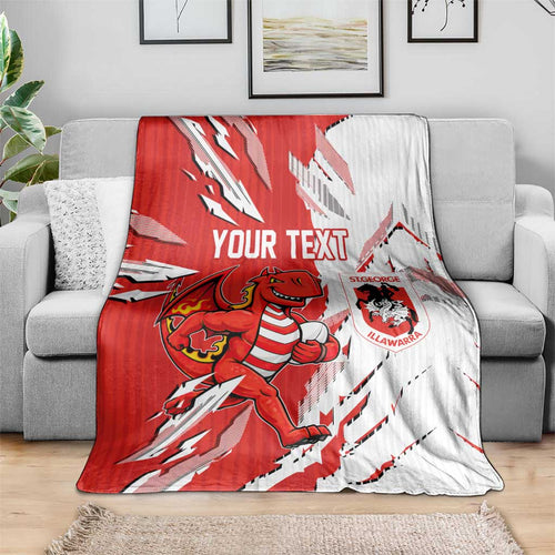 Personalized St. George Illawarra Dragons Blanket Dynamic Lightning Mascot Rugby Australia