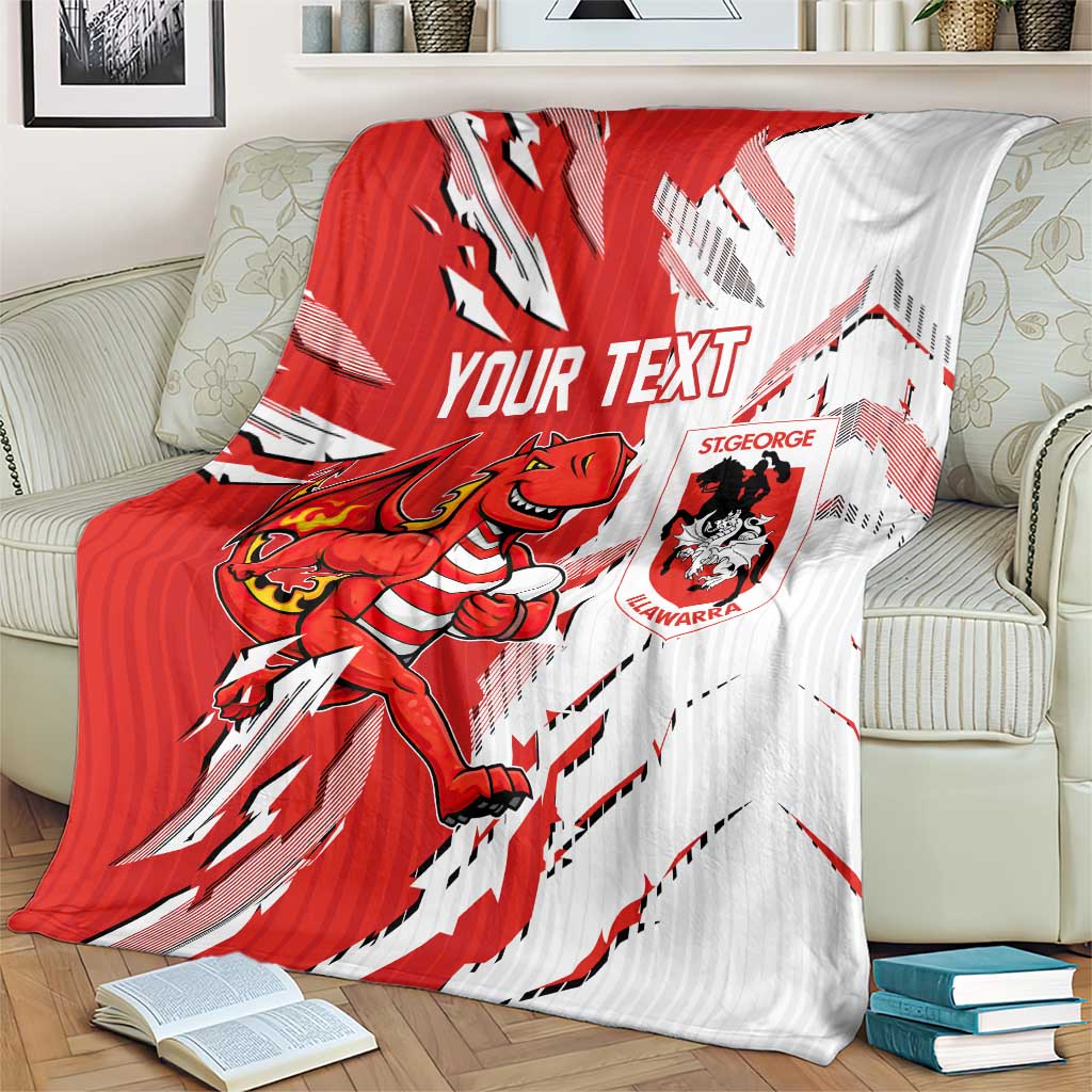 Personalized St. George Illawarra Dragons Blanket Dynamic Lightning Mascot Rugby Australia