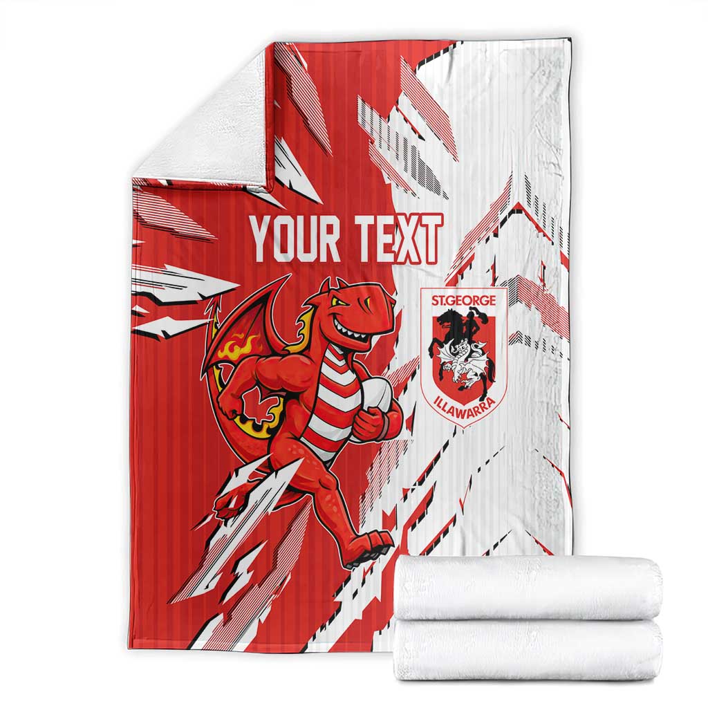 Personalized St. George Illawarra Dragons Blanket Dynamic Lightning Mascot Rugby Australia