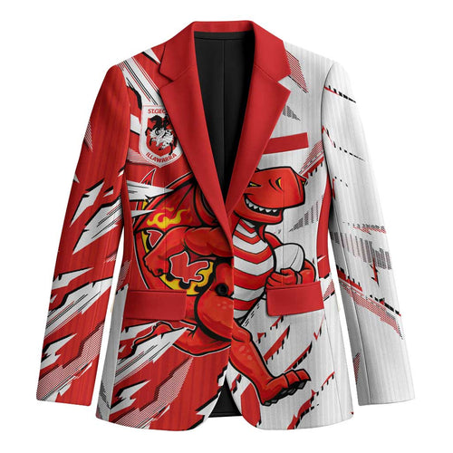 Personalized St. George Illawarra Dragons Blazer Dynamic Lightning Mascot Rugby Australia