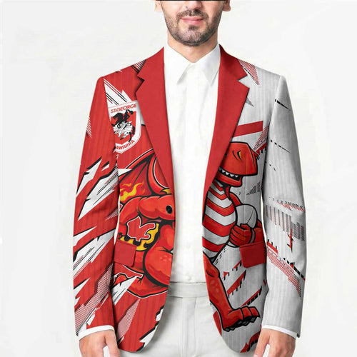 Personalized St. George Illawarra Dragons Blazer Dynamic Lightning Mascot Rugby Australia