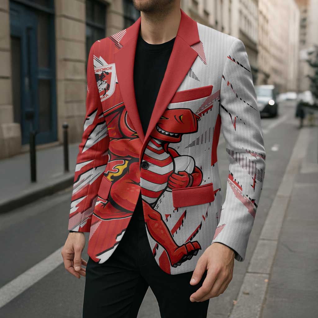 Personalized St. George Illawarra Dragons Blazer Dynamic Lightning Mascot Rugby Australia