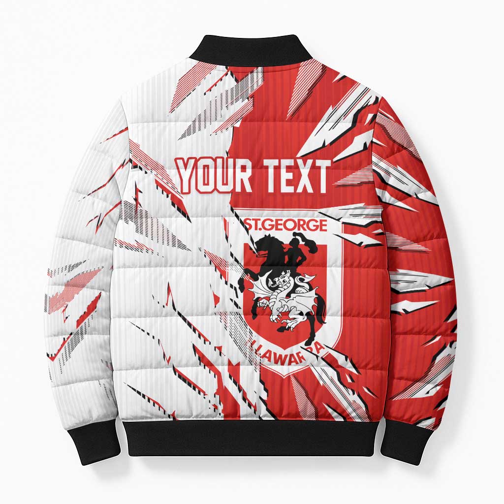 Personalized St. George Illawarra Dragons Bomber Puffer Jacket Dynamic Lightning Mascot Rugby Australia