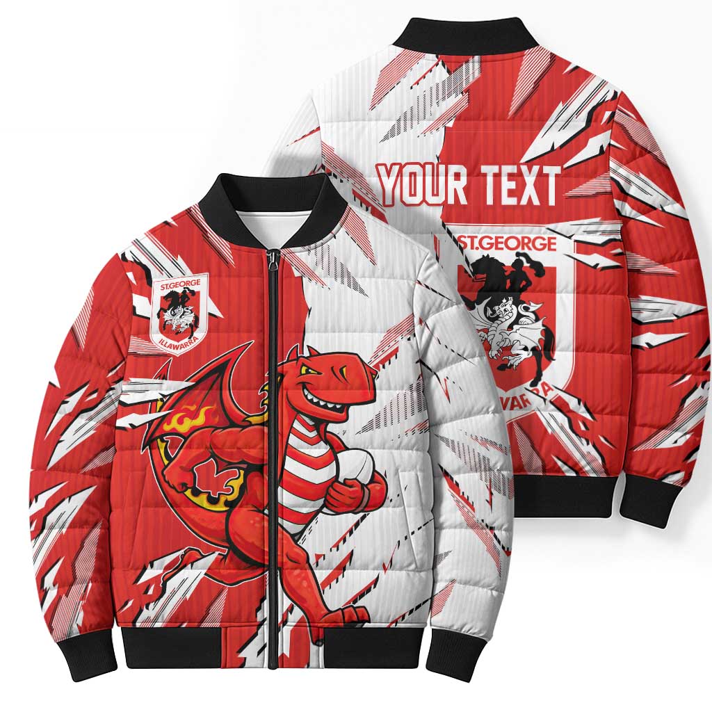 Personalized St. George Illawarra Dragons Bomber Puffer Jacket Dynamic Lightning Mascot Rugby Australia