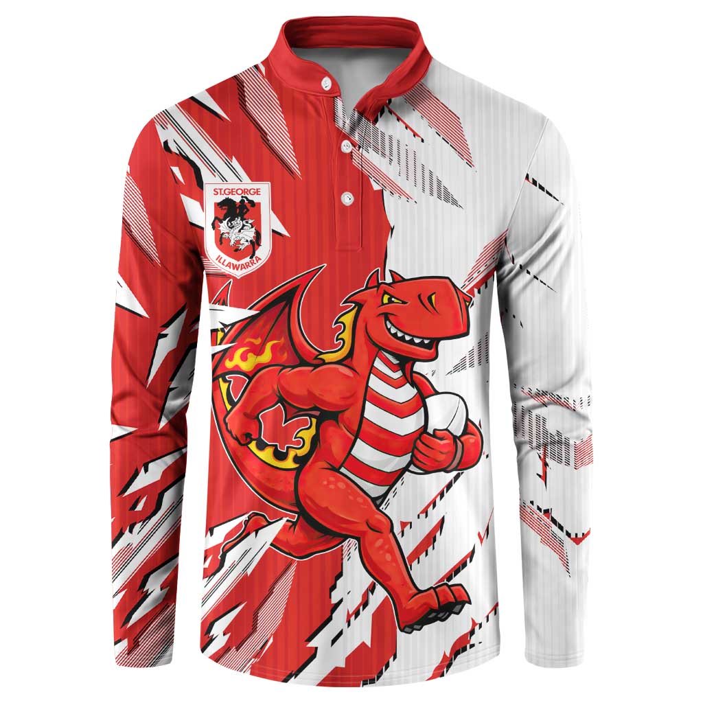 Personalized St. George Illawarra Dragons Button Sweatshirt Dynamic Lightning Mascot Rugby Australia
