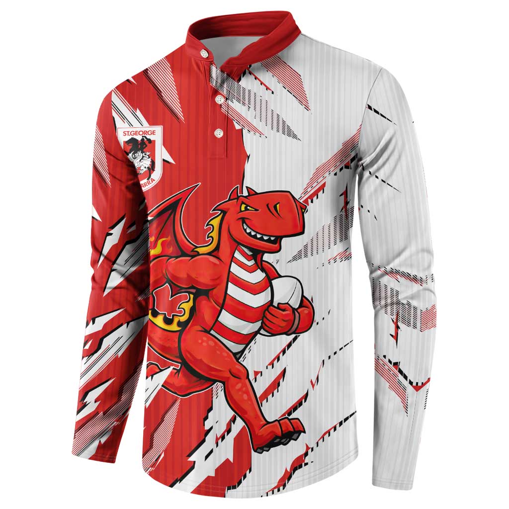 Personalized St. George Illawarra Dragons Button Sweatshirt Dynamic Lightning Mascot Rugby Australia