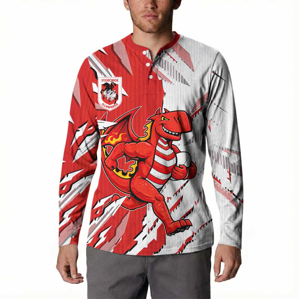 Personalized St. George Illawarra Dragons Button Sweatshirt Dynamic Lightning Mascot Rugby Australia