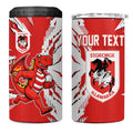 Personalized St. George Illawarra Dragons 4 in 1 Can Cooler Tumbler Dynamic Lightning Mascot Rugby Australia