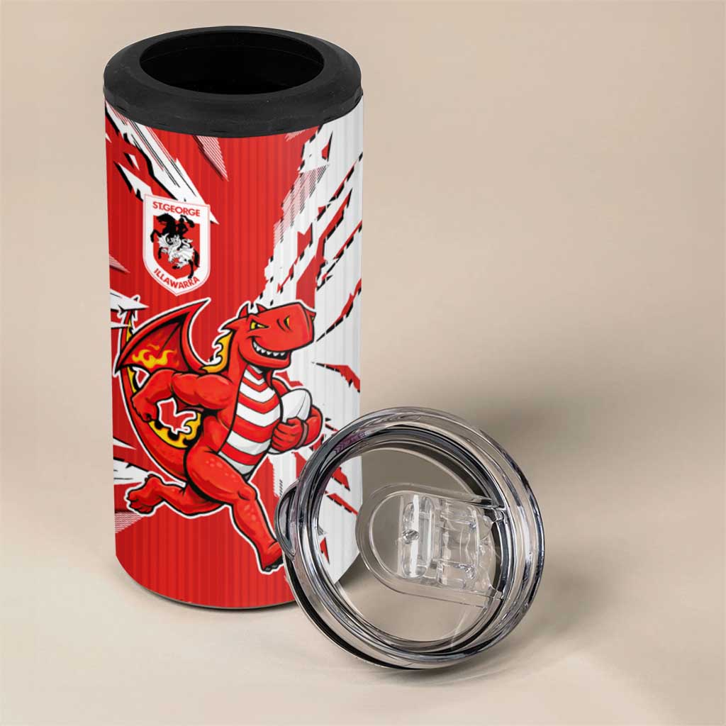 Personalized St. George Illawarra Dragons 4 in 1 Can Cooler Tumbler Dynamic Lightning Mascot Rugby Australia