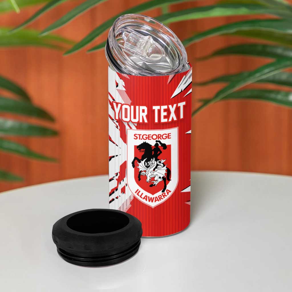 Personalized St. George Illawarra Dragons 4 in 1 Can Cooler Tumbler Dynamic Lightning Mascot Rugby Australia