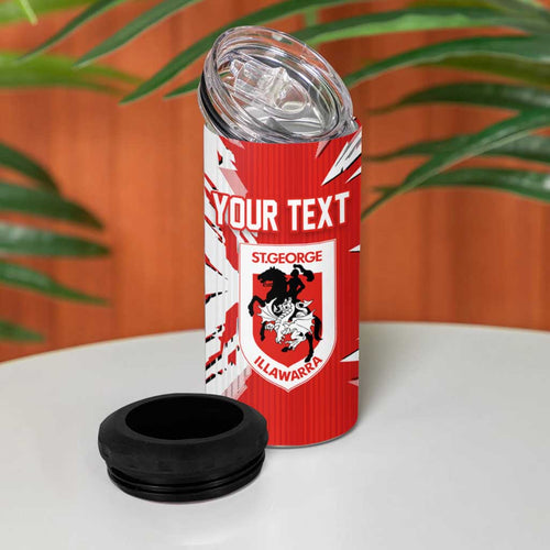 Personalized St. George Illawarra Dragons 4 in 1 Can Cooler Tumbler Dynamic Lightning Mascot Rugby Australia
