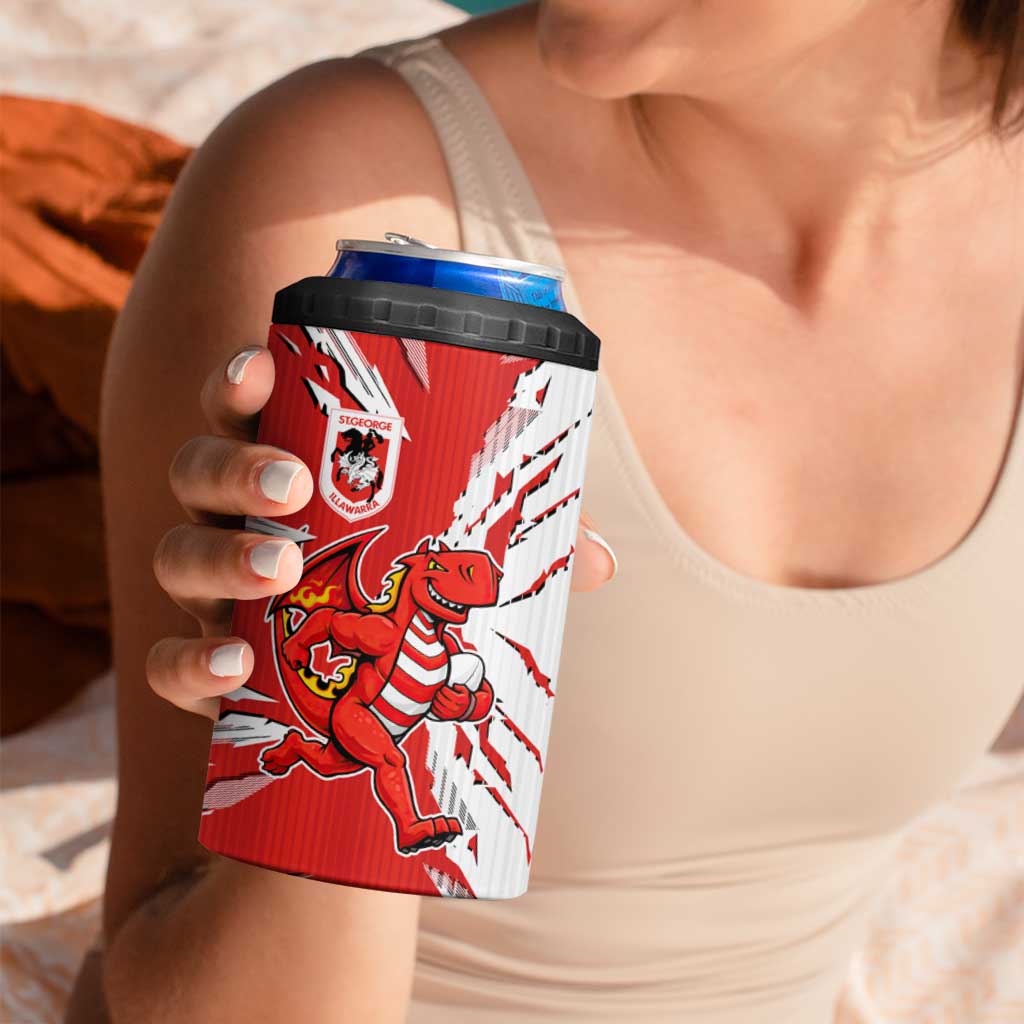 Personalized St. George Illawarra Dragons 4 in 1 Can Cooler Tumbler Dynamic Lightning Mascot Rugby Australia