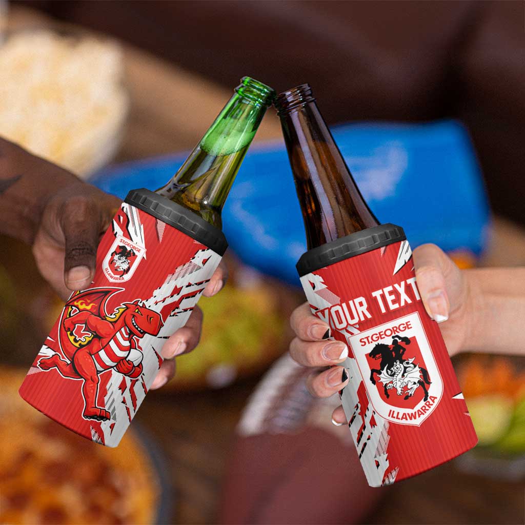 Personalized St. George Illawarra Dragons 4 in 1 Can Cooler Tumbler Dynamic Lightning Mascot Rugby Australia