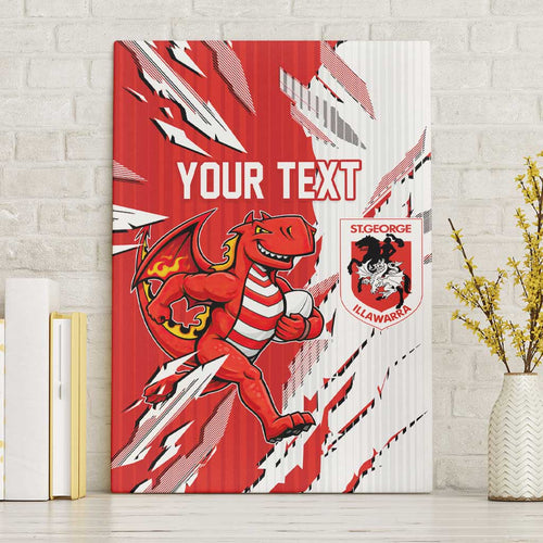 Personalized St. George Illawarra Dragons Canvas Wall Art Dynamic Lightning Mascot Rugby Australia