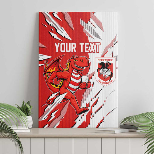 Personalized St. George Illawarra Dragons Canvas Wall Art Dynamic Lightning Mascot Rugby Australia