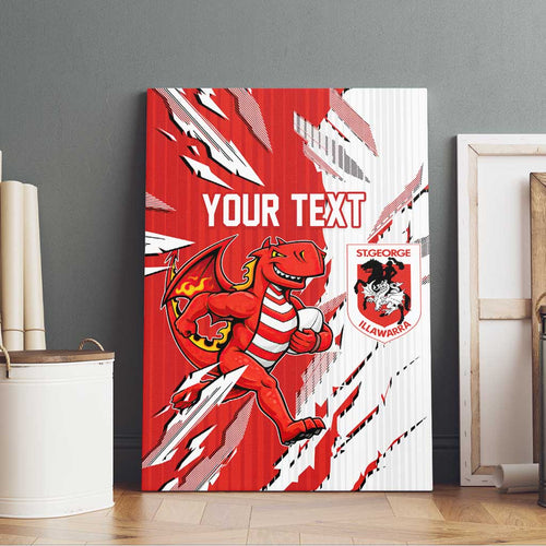 Personalized St. George Illawarra Dragons Canvas Wall Art Dynamic Lightning Mascot Rugby Australia