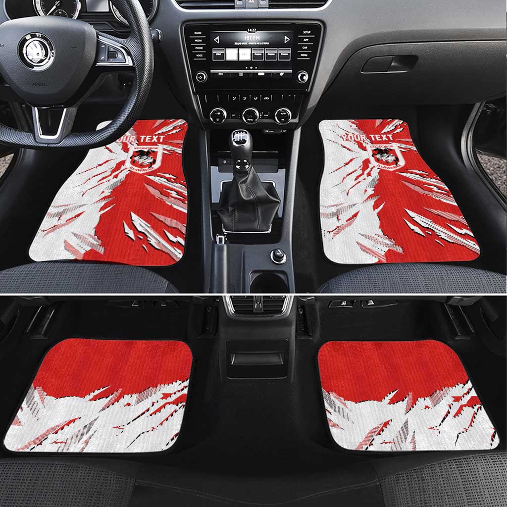 Personalized St. George Illawarra Dragons Car Mats Dynamic Lightning Mascot Rugby Australia