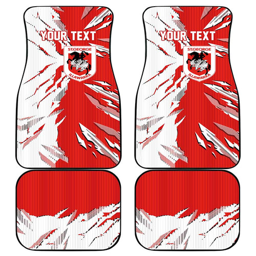 Personalized St. George Illawarra Dragons Car Mats Dynamic Lightning Mascot Rugby Australia