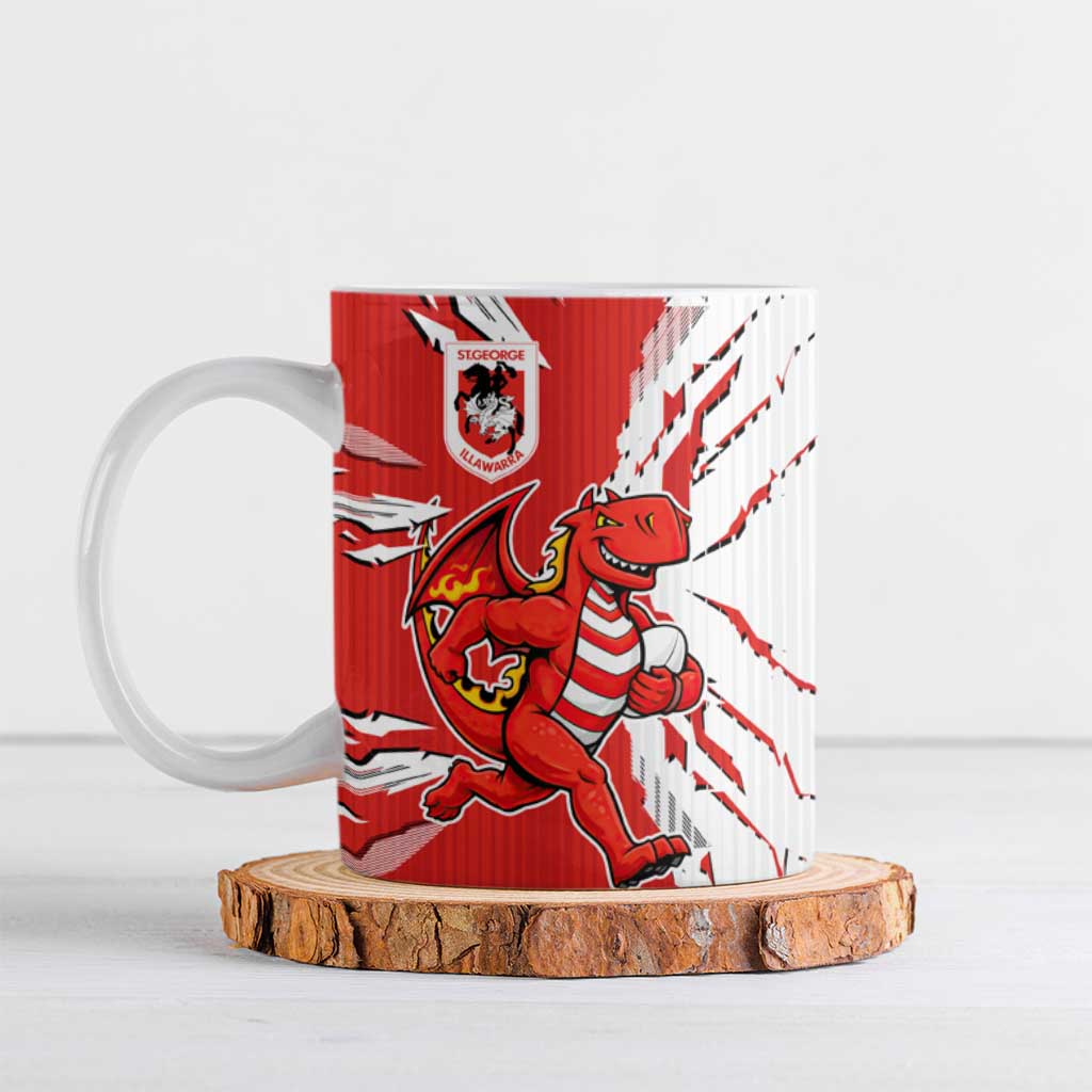 Personalized St. George Illawarra Dragons Ceramic Mug Dynamic Lightning Mascot Rugby Australia