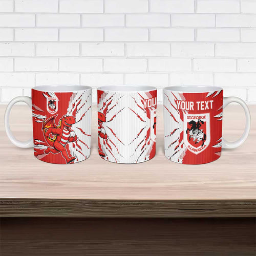 Personalized St. George Illawarra Dragons Ceramic Mug Dynamic Lightning Mascot Rugby Australia
