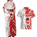 Personalized St. George Illawarra Dragons Couples Matching Off Shoulder Maxi Dress and Hawaiian Shirt Dynamic Lightning Mascot Rugby Australia