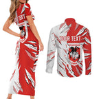 Personalized St. George Illawarra Dragons Couples Matching Short Sleeve Bodycon Dress and Long Sleeve Button Shirt Dynamic Lightning Mascot Rugby Australia