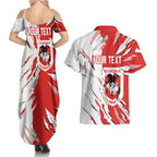 Personalized St. George Illawarra Dragons Couples Matching Summer Maxi Dress and Hawaiian Shirt Dynamic Lightning Mascot Rugby Australia