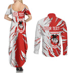 Personalized St. George Illawarra Dragons Couples Matching Summer Maxi Dress and Long Sleeve Button Shirt Dynamic Lightning Mascot Rugby Australia
