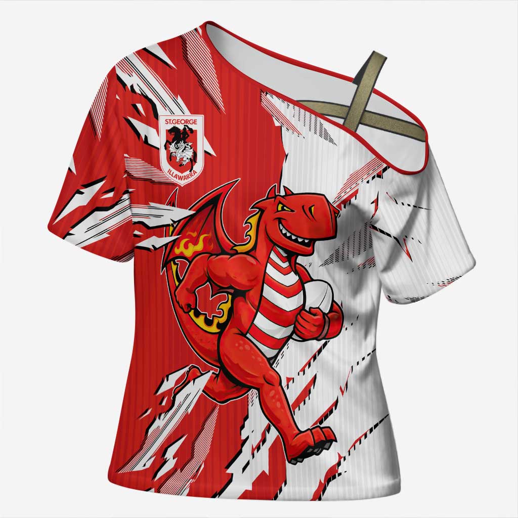 Personalized St. George Illawarra Dragons Cross Shoulder Shirt Dynamic Lightning Mascot Rugby Australia