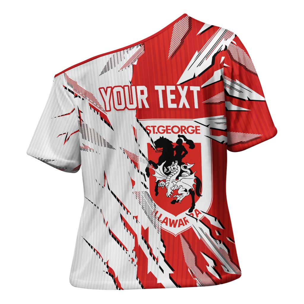 Personalized St. George Illawarra Dragons Cross Shoulder Shirt Dynamic Lightning Mascot Rugby Australia