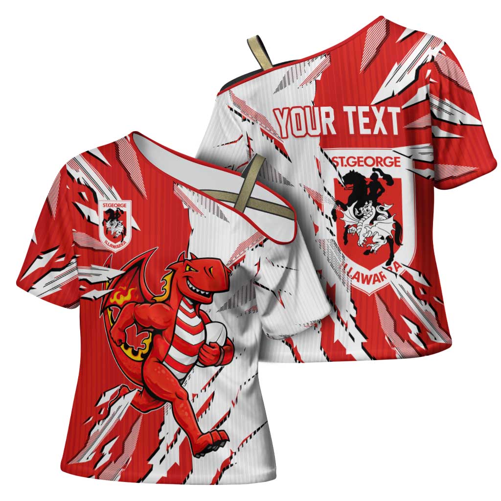 Personalized St. George Illawarra Dragons Cross Shoulder Shirt Dynamic Lightning Mascot Rugby Australia