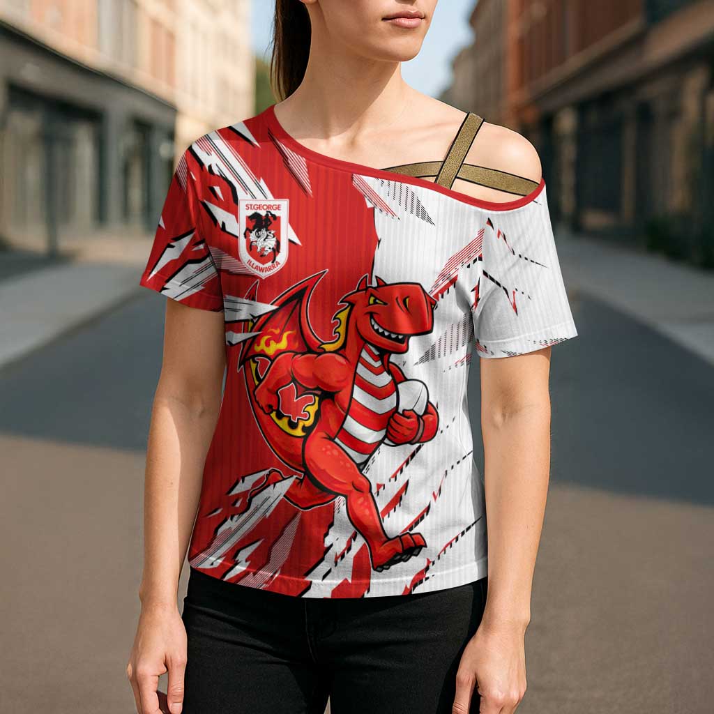 Personalized St. George Illawarra Dragons Cross Shoulder Shirt Dynamic Lightning Mascot Rugby Australia