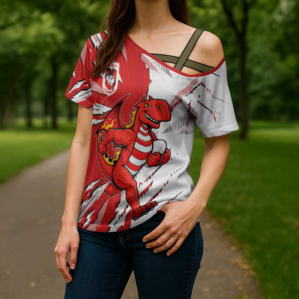 Personalized St. George Illawarra Dragons Cross Shoulder Shirt Dynamic Lightning Mascot Rugby Australia