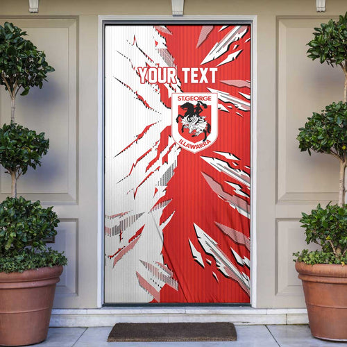 Personalized St. George Illawarra Dragons Door Cover Dynamic Lightning Mascot Rugby Australia