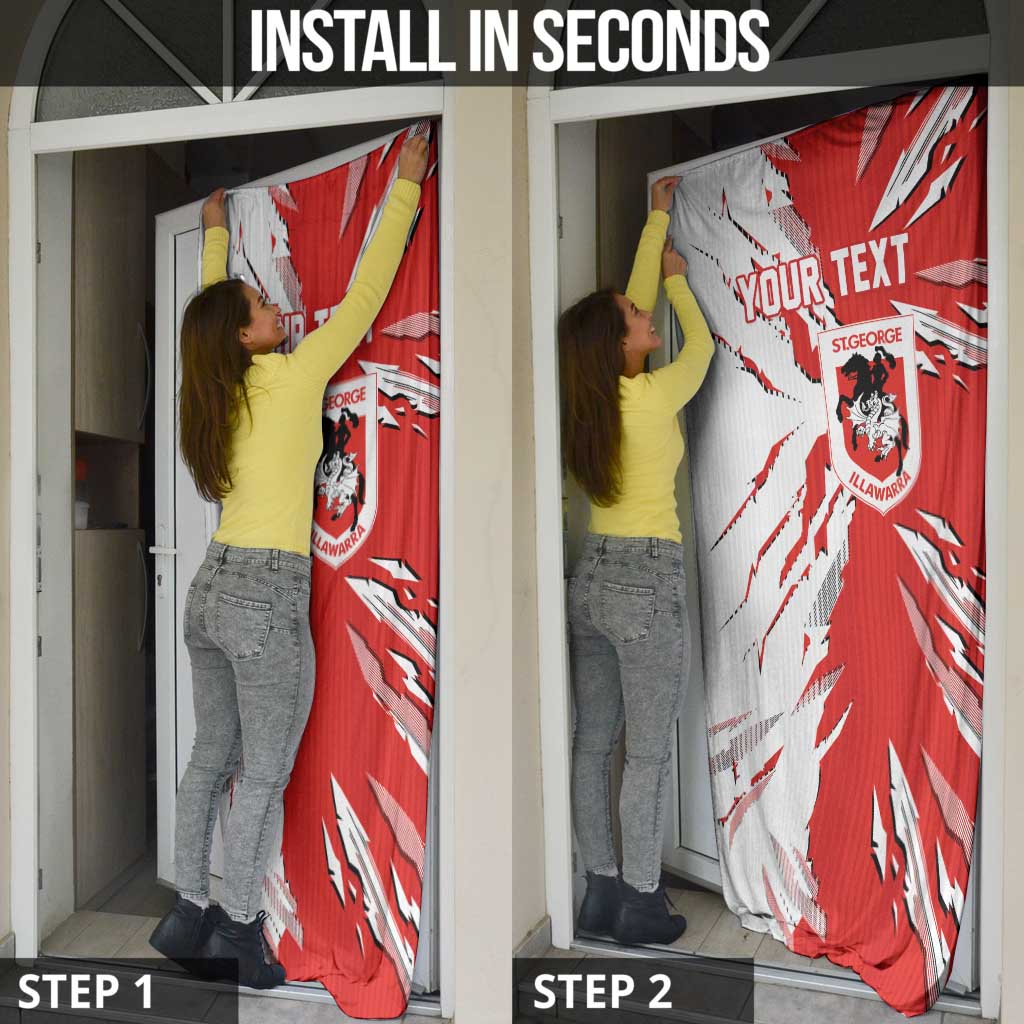 Personalized St. George Illawarra Dragons Door Cover Dynamic Lightning Mascot Rugby Australia
