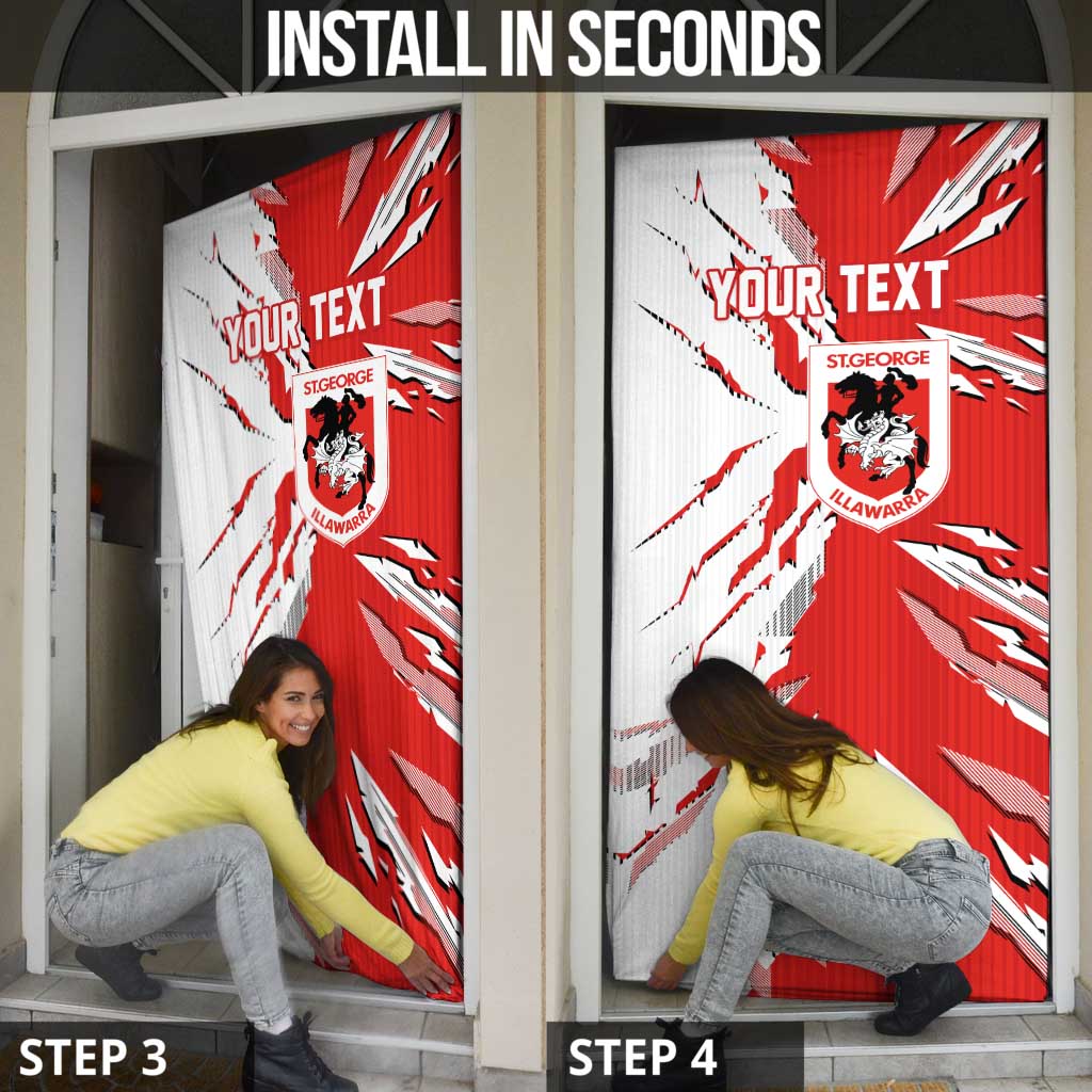 Personalized St. George Illawarra Dragons Door Cover Dynamic Lightning Mascot Rugby Australia