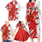 Personalized St. George Illawarra Dragons Family Matching Long Sleeve Bodycon Dress and Hawaiian Shirt Dynamic Lightning Mascot Rugby Australia